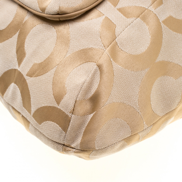 Pre Owned Coach Cream Canvas Kristin Hobo