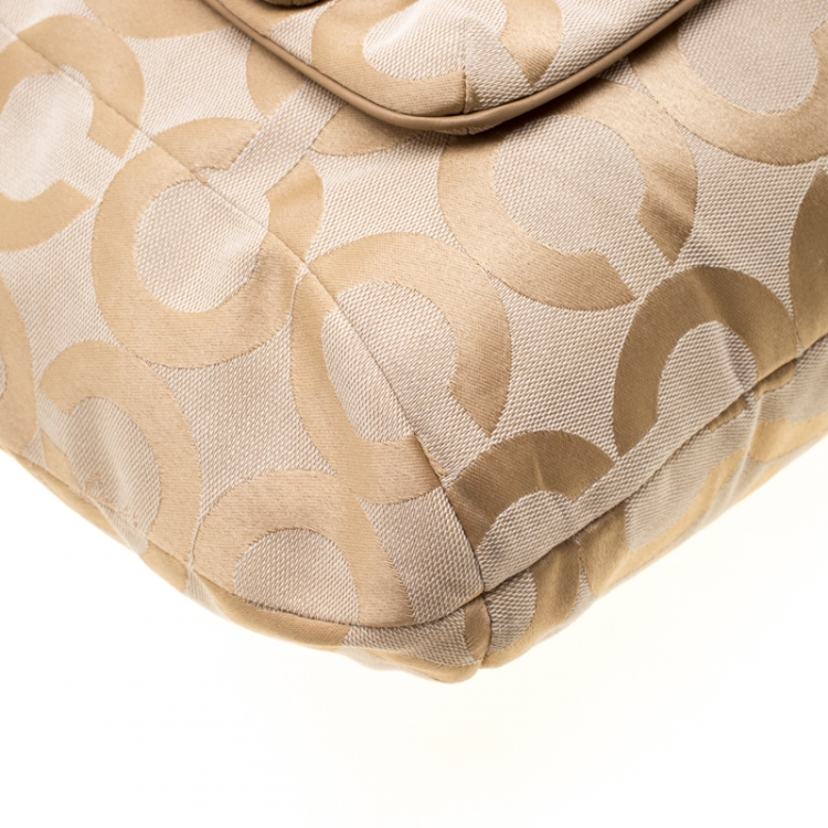 Pre Owned Coach Cream Canvas Kristin Hobo