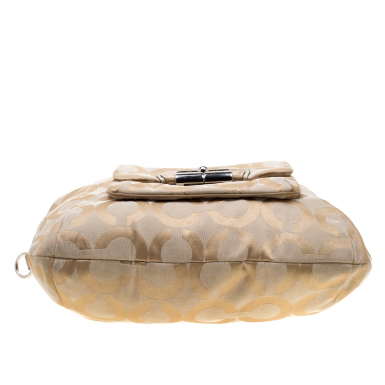 Pre Owned Coach Cream Canvas Kristin Hobo