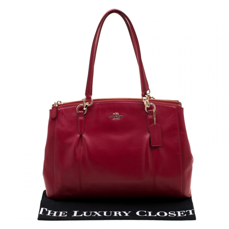 Pre Owned Coach Red Leather Large Christie Caryall Tote