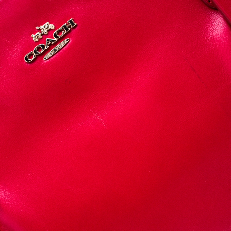 Pre Owned Coach Red Leather Large Christie Caryall Tote