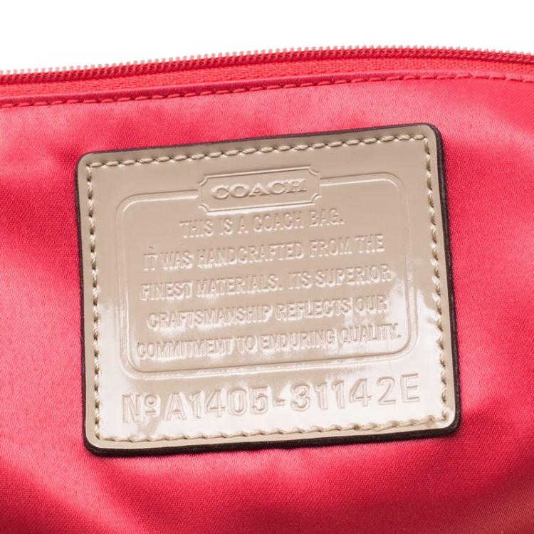 Pre Owned Coach Multicolor Canvas and Patent Leather Stamped C Tote