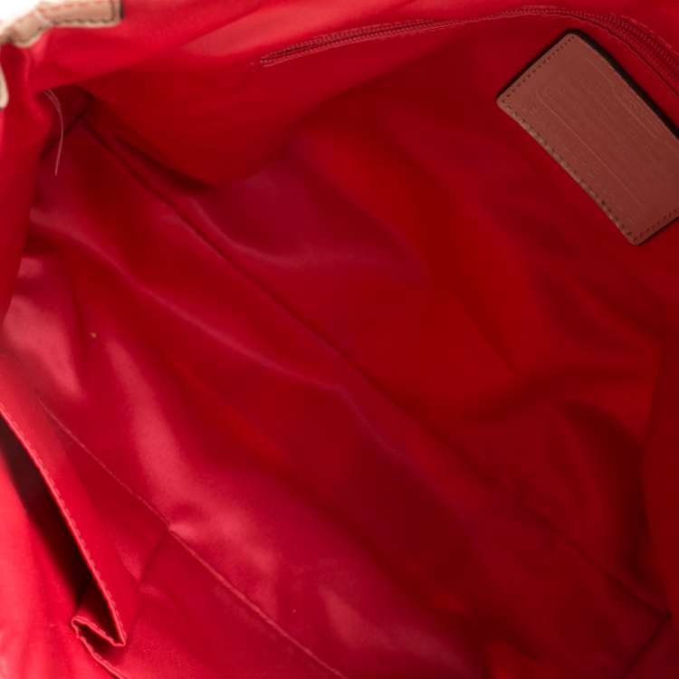 Pre Owned Coach Multicolor Canvas and Patent Leather Stamped C Tote