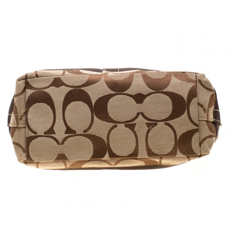 Pre Owned Coach Brown Signature Canvas and Leather Hobo