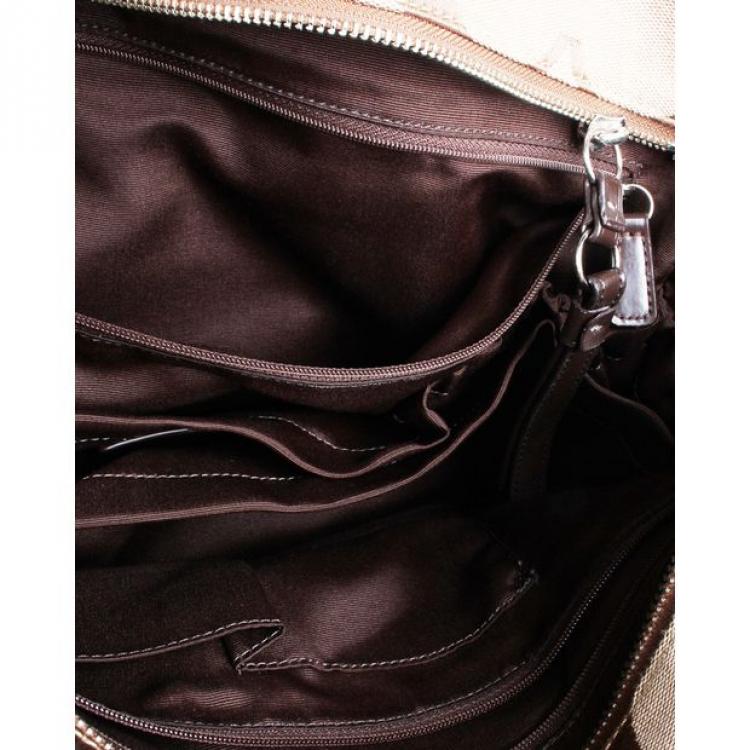 Pre Owned Coach Brown Signature Canvas Satchel Bag