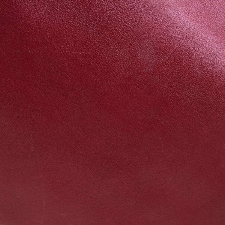 Pre Owned Coach Burgundy Tassel Leather Flap Shoulder Bag