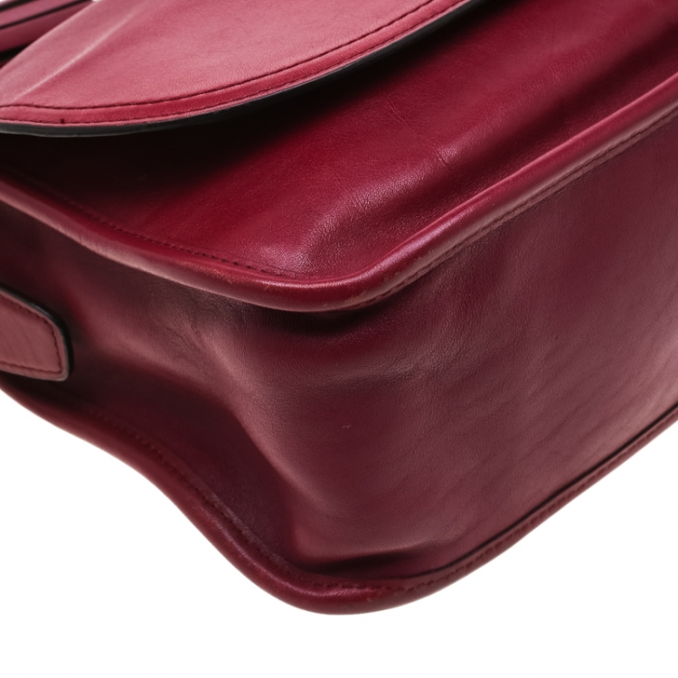 Pre Owned Coach Burgundy Tassel Leather Flap Shoulder Bag