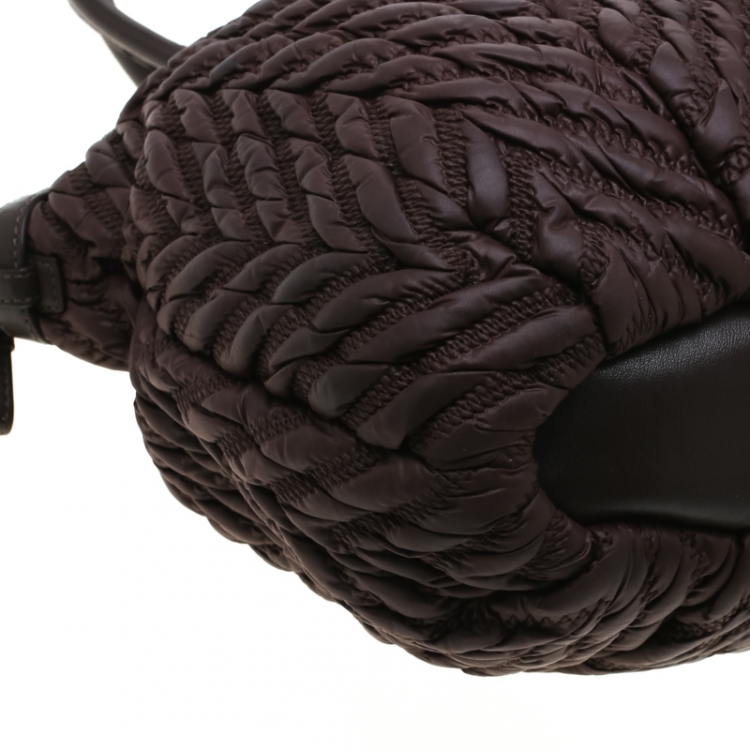 Pre Owned Coach Dark Brown Quilted Nylon 70th Anniversary Madison Tote