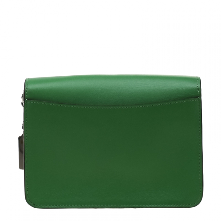 Pre Owned Coach Green Leather Chain Crossbody Bag