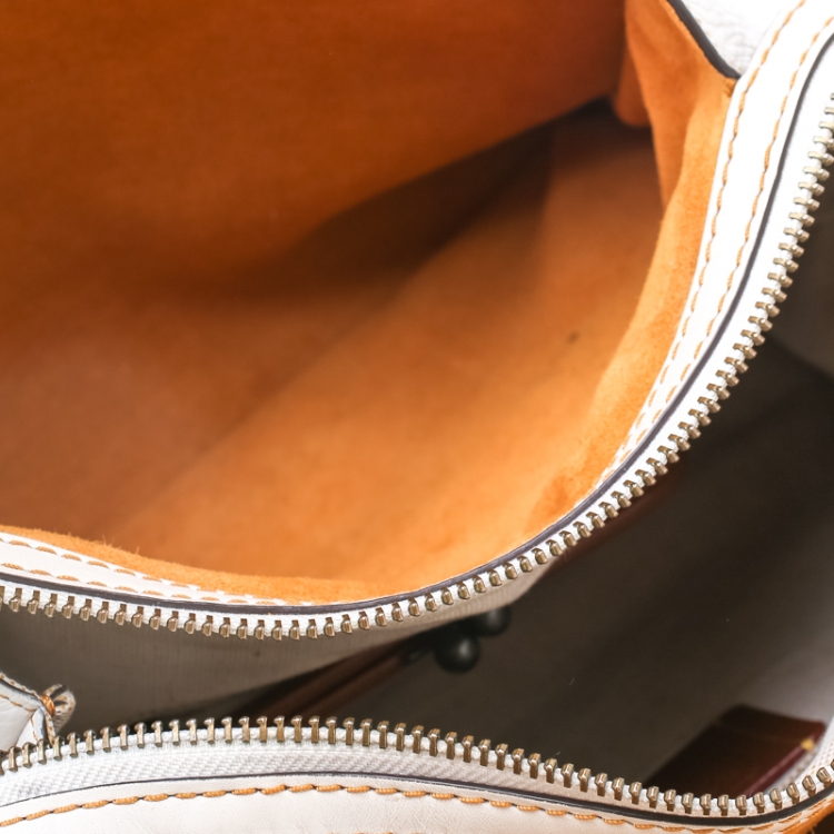 Pre Owned Coach Beige/White Leather and Snakeskin Rogue Tote