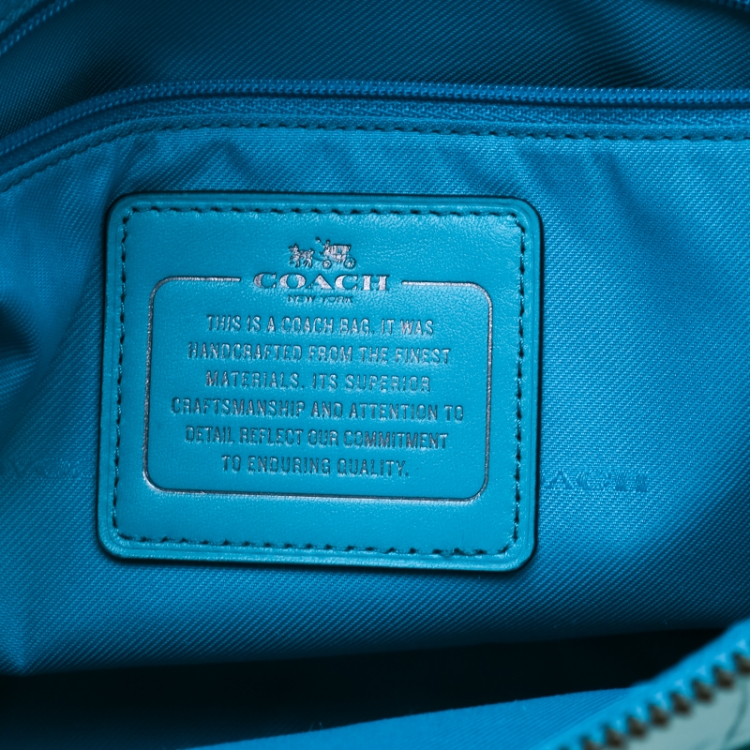 Pre Owned Coach Turquoise Croc Embossed Leather Chelsea Crossbody Bag
