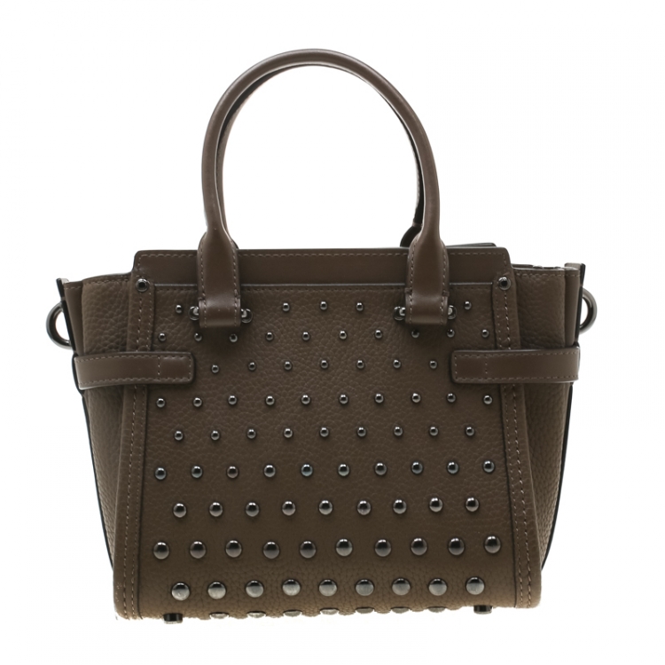 Pre Owned Coach Khaki Leather Swagger 20 Tote