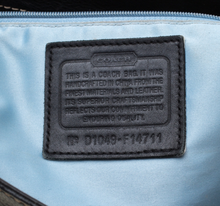 Pre Owned Coach Black/Grey Signature Canvas and Leather Zoe Hobo