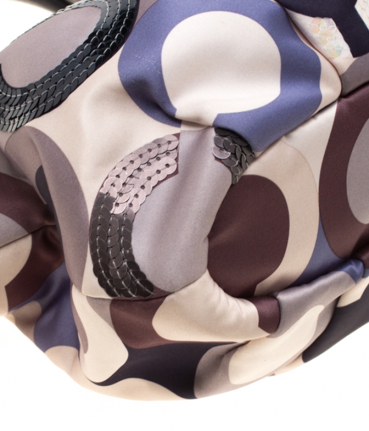 Pre Owned Coach Multicolor Signature Sequins Satin Madison Op Art Sophia Satchel 