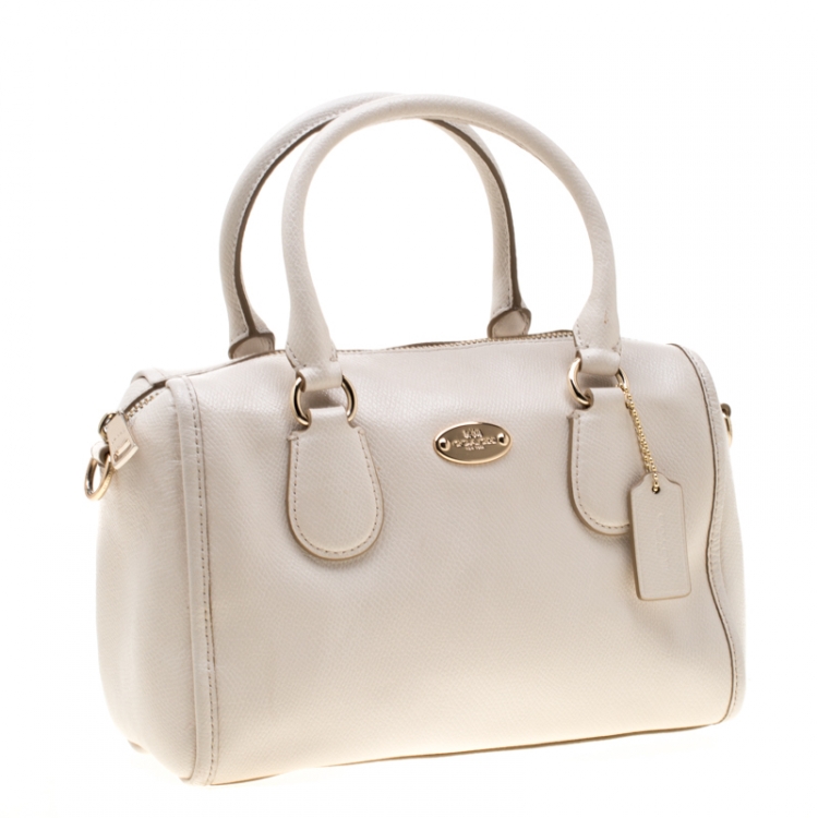 Pre Owned Coach Off White Leather Mini Bennett Satchel
