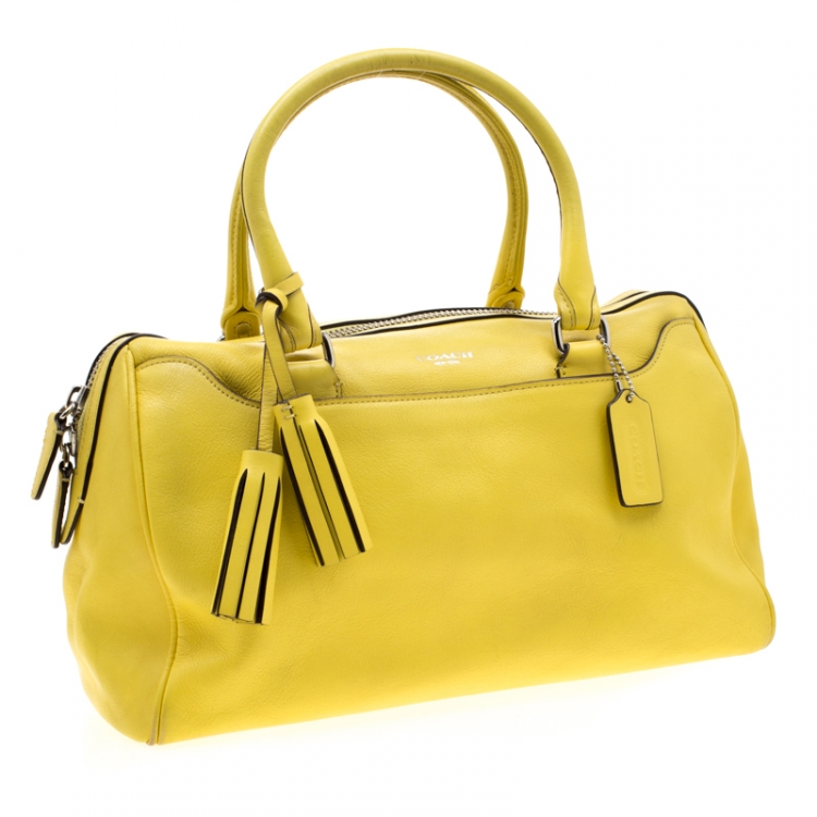 Pre Owned Coach Yellow Leather Legacy Haley Satchel