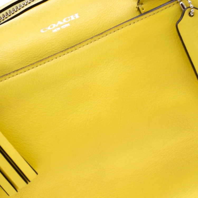 Pre Owned Coach Yellow Leather Legacy Haley Satchel