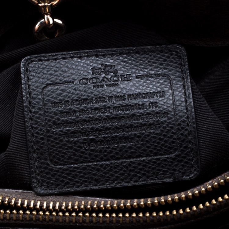 Pre Owned Coach Brown/Black Signature Coated Canvas Margot Satchel 