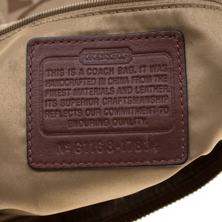 Pre Owned Coach Brown Canvas And Leather Shoulder Bag