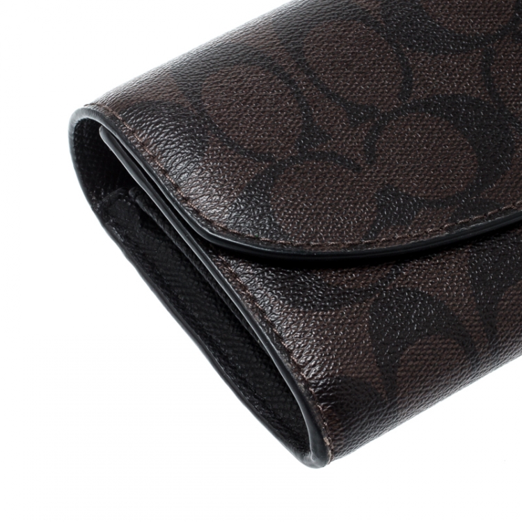 Coach Brown Signature Coated Canvas Slim Envelope Wallet