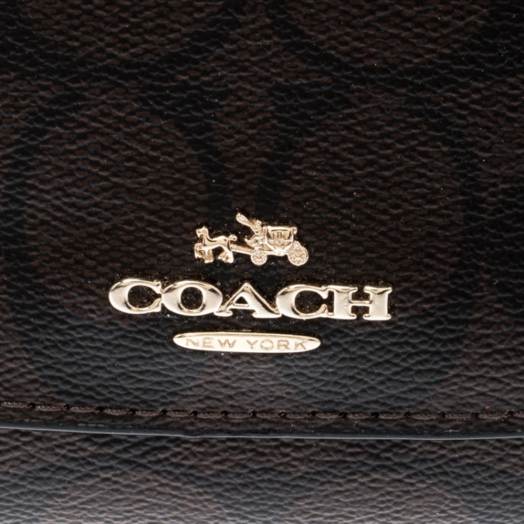 Coach Brown Signature Coated Canvas Slim Envelope Wallet