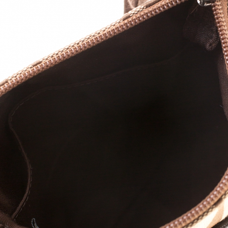 Pre Owned Coach Brown/Beige Signature Canvas Swingpack Crossbody Bag