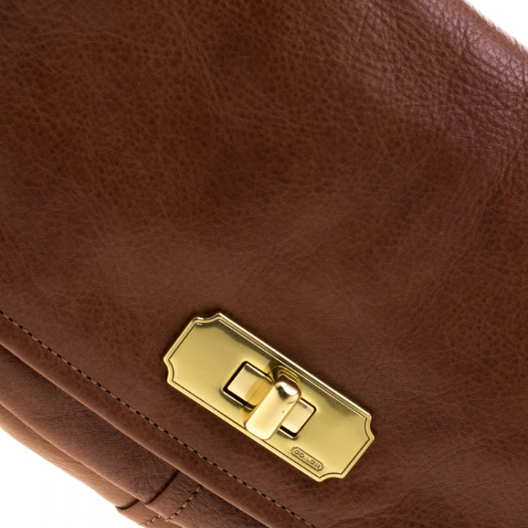 Pre Owned Coach Brown Leather Chelsea Flap Shoulder Bag