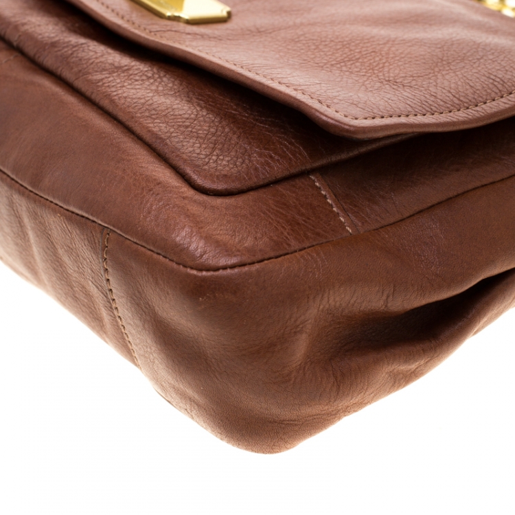 Pre Owned Coach Brown Leather Chelsea Flap Shoulder Bag