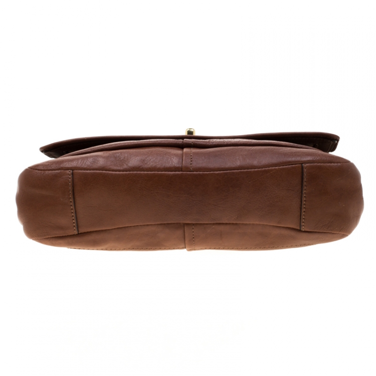 Pre Owned Coach Brown Leather Chelsea Flap Shoulder Bag