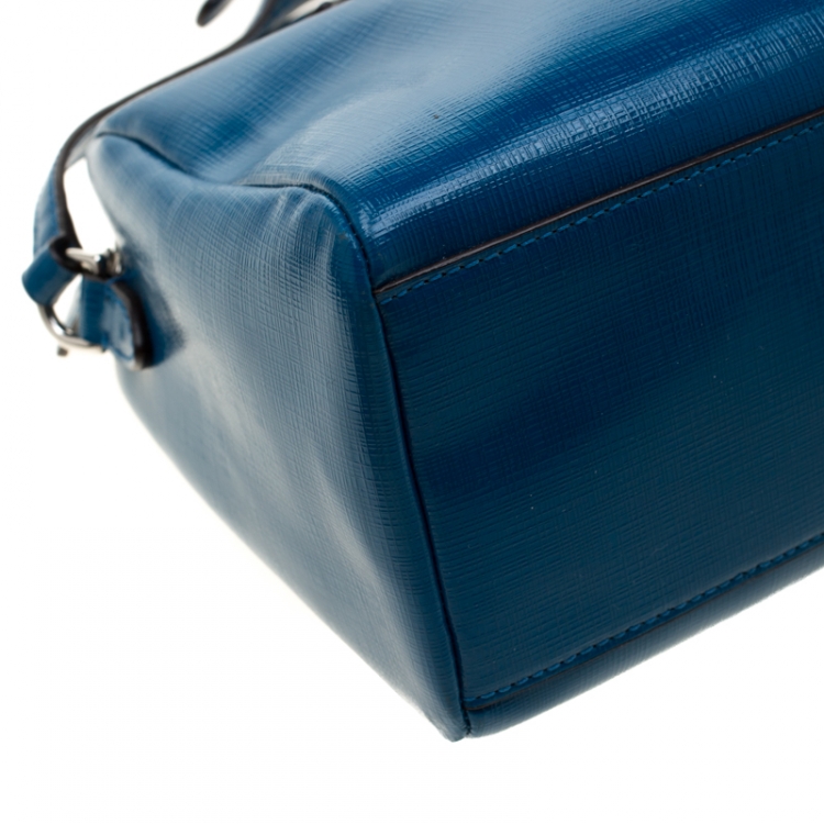 Pre Owned Coach Blue Patent Leather Crossbody Bag 