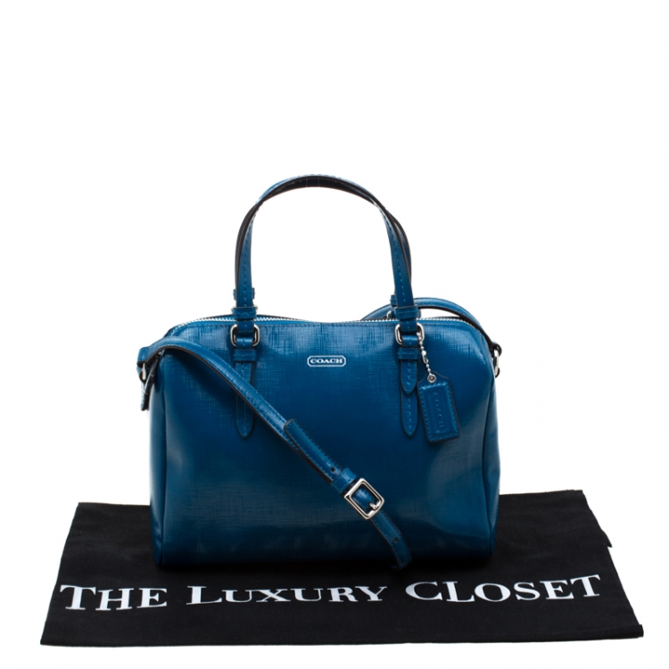 Pre Owned Coach Blue Patent Leather Crossbody Bag 