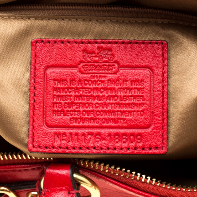 Pre Owned Coach Red Leather Satchel Bag