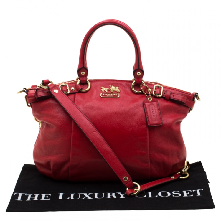 Pre Owned Coach Red Leather Satchel Bag
