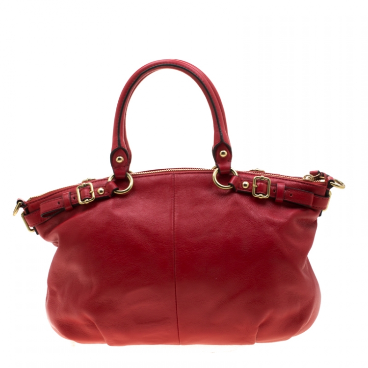 Pre Owned Coach Red Leather Satchel Bag