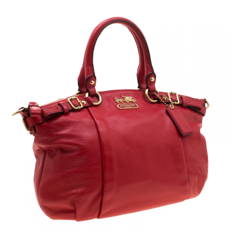 Pre Owned Coach Red Leather Satchel Bag