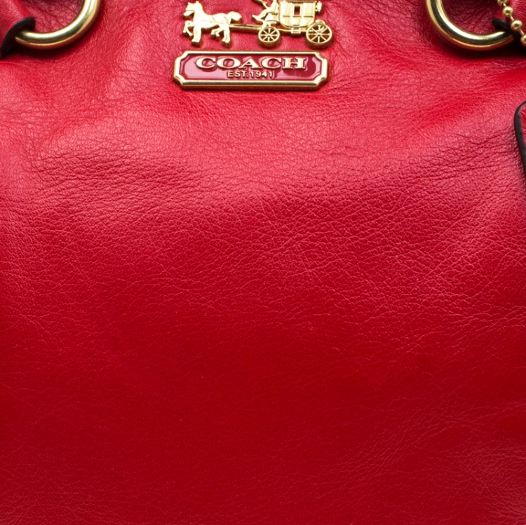 Pre Owned Coach Red Leather Satchel Bag
