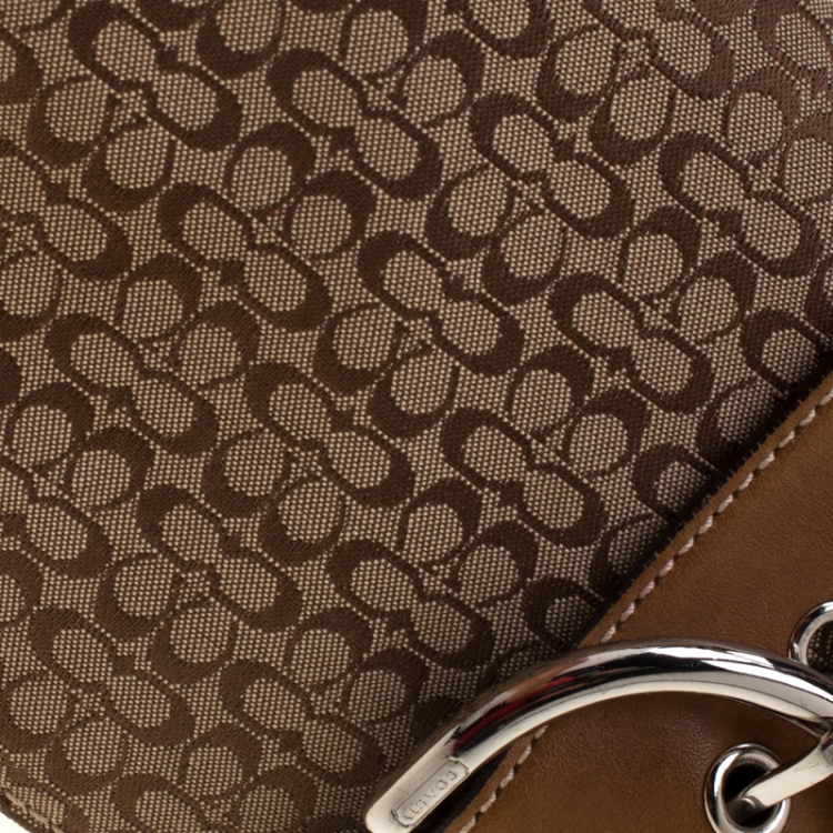 Pre Owned Coach Beige/Brown Signature Canvas and Leather Shoulder Bag