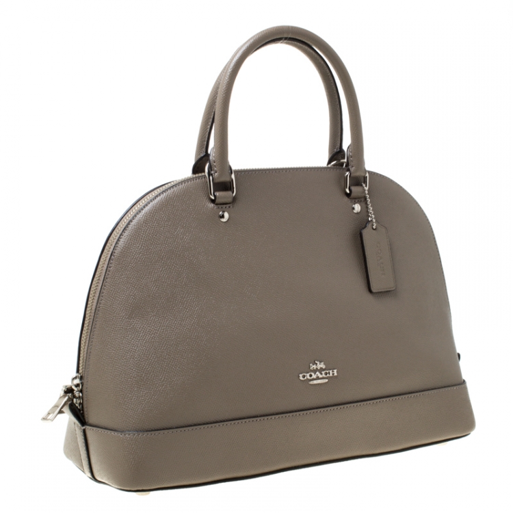 Pre Owned Coach Grey Leather Sierra Top Handle Bag