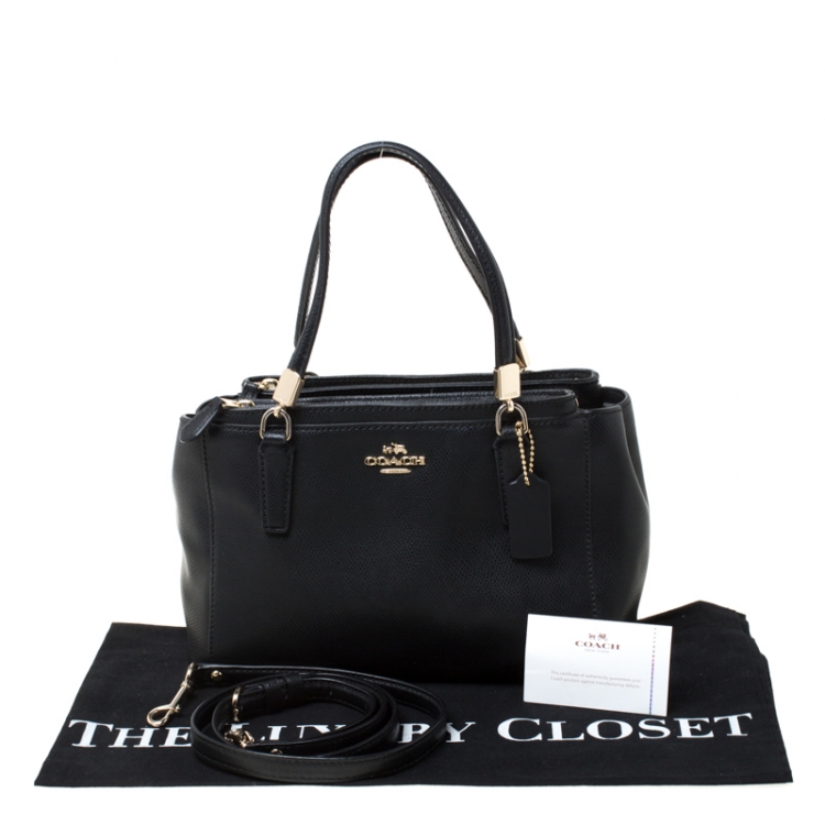 Pre Owned Coach Black Leather Double Zip Tote   