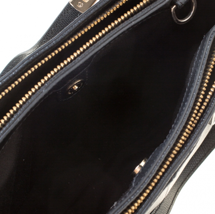 Pre Owned Coach Black Leather Double Zip Tote   