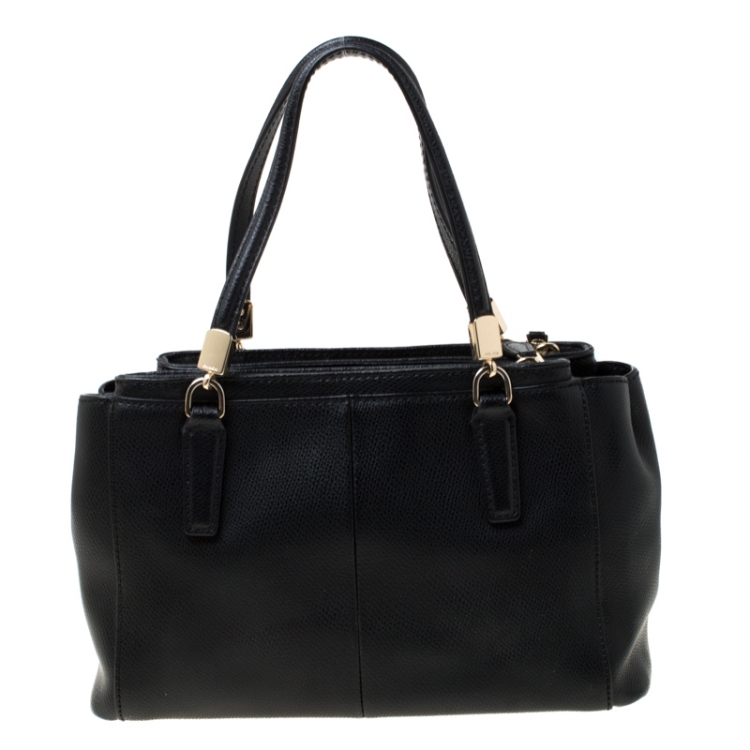 Pre Owned Coach Black Leather Double Zip Tote   