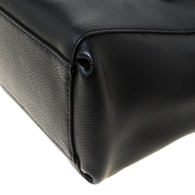 Pre Owned Coach Black Leather Double Zip Tote   