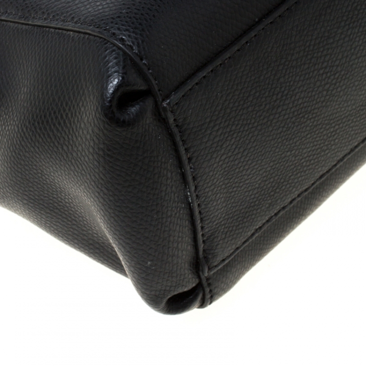 Pre Owned Coach Black Leather Double Zip Tote   