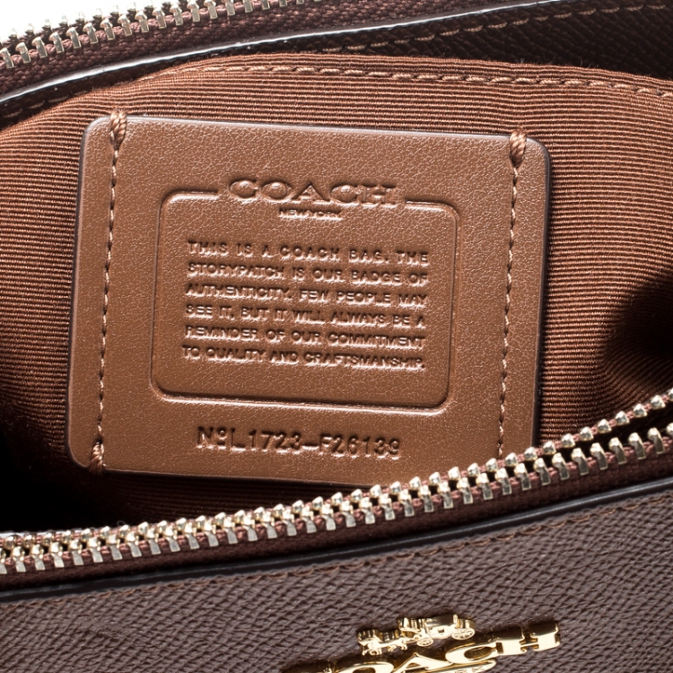 Pre Owned Coach Brown Signature Coated Canvas and Leather Brooke Caryall Satchel