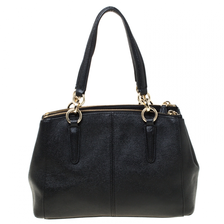 Pre Owned Coach Black Leather Mini Christie Carryall Crossbody Bag  