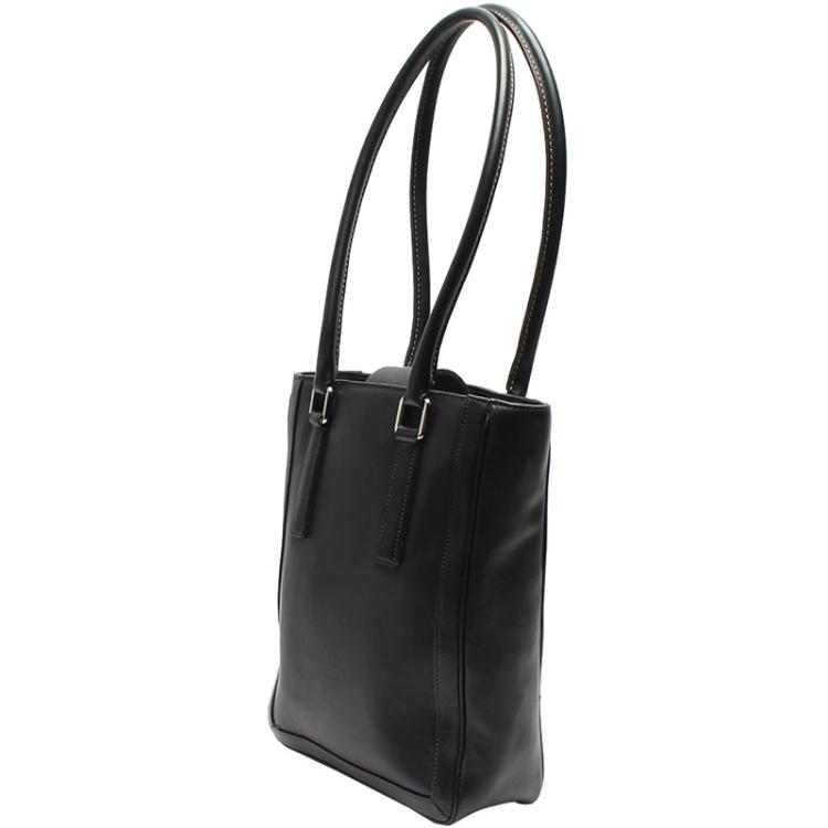 Pre Owned Coach Black Leather Bucket Tote Bag
