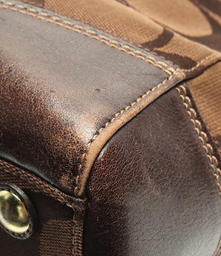 Pre Owned Coach Brown Signature Canvas And Leather Everyday Bag