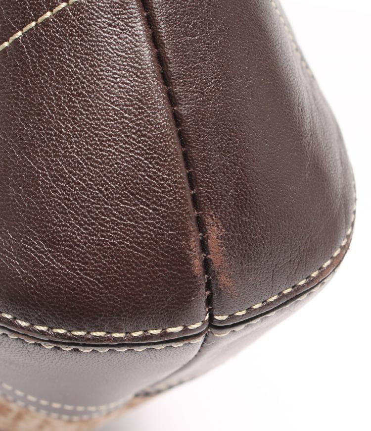 Pre Owned Coach Brown Signature Canvas And Leather Soho Shoulder Bag