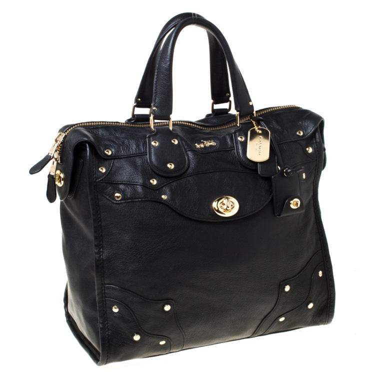 Pre Owned Coach Black Leather Rhyder 33 Satchel