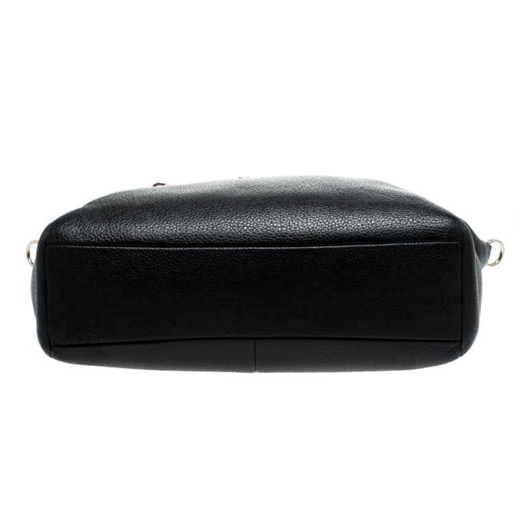 Pre Owned Coach Black Pebbled Leather Prairie Satchel
